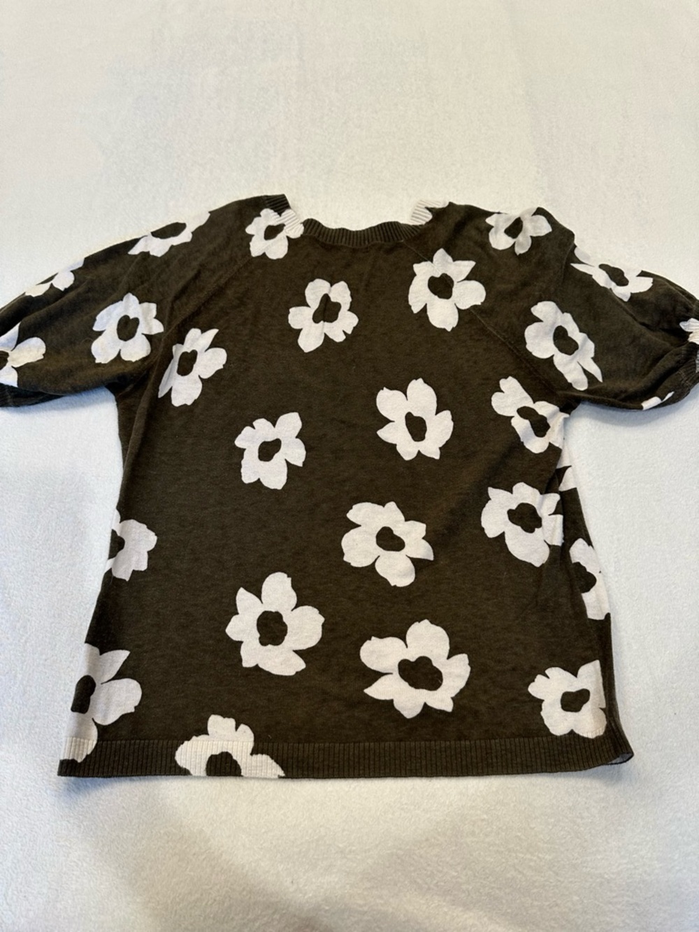 Anthropologie Sanctuary Sunny Days Olive Knit Sweater with Cream Floral Print - Picture 7 of 10